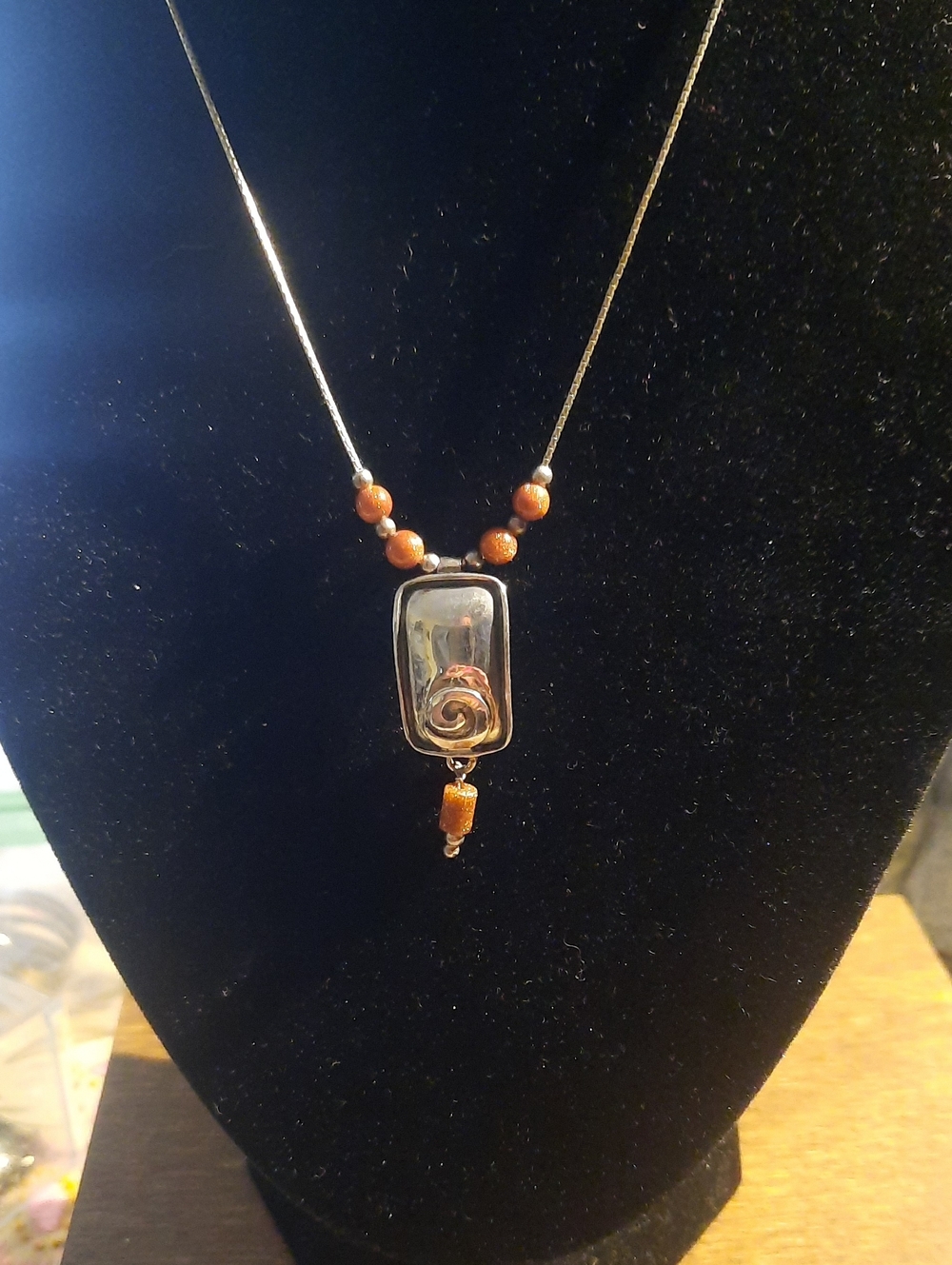 Silpada Brown Swirl Glass Pendant Necklace
